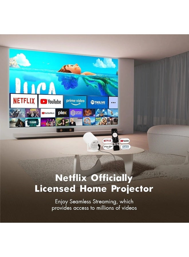 بدريون جهاز عرض بروجكتور جديد  يدعم دقة 4K Full HD، ذاكرة وصول عشوائي 16 جيجابايت + 2 جيجابايت، نظام تشغيل أندرويد 12 ذكي، متوافق مع نتفليكس، تطبيقات مدمجة، شاشة 130 بوصة، واي فاي 6، دوران 180 درجة، تصحيح تلقائي للتشويه، مسرح منزلي ومكتبي محمول - Image 4